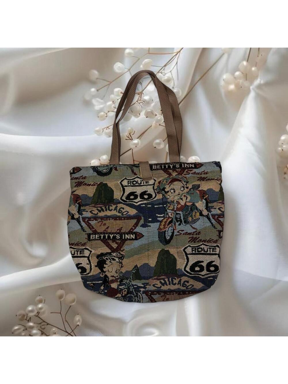 BETTY BOOP ROUTE 66 Y2K TAPESTRY TOTE BAG